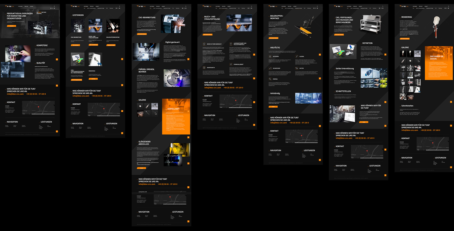 Übersicht der Unterseiten der Website btec-cnc.com