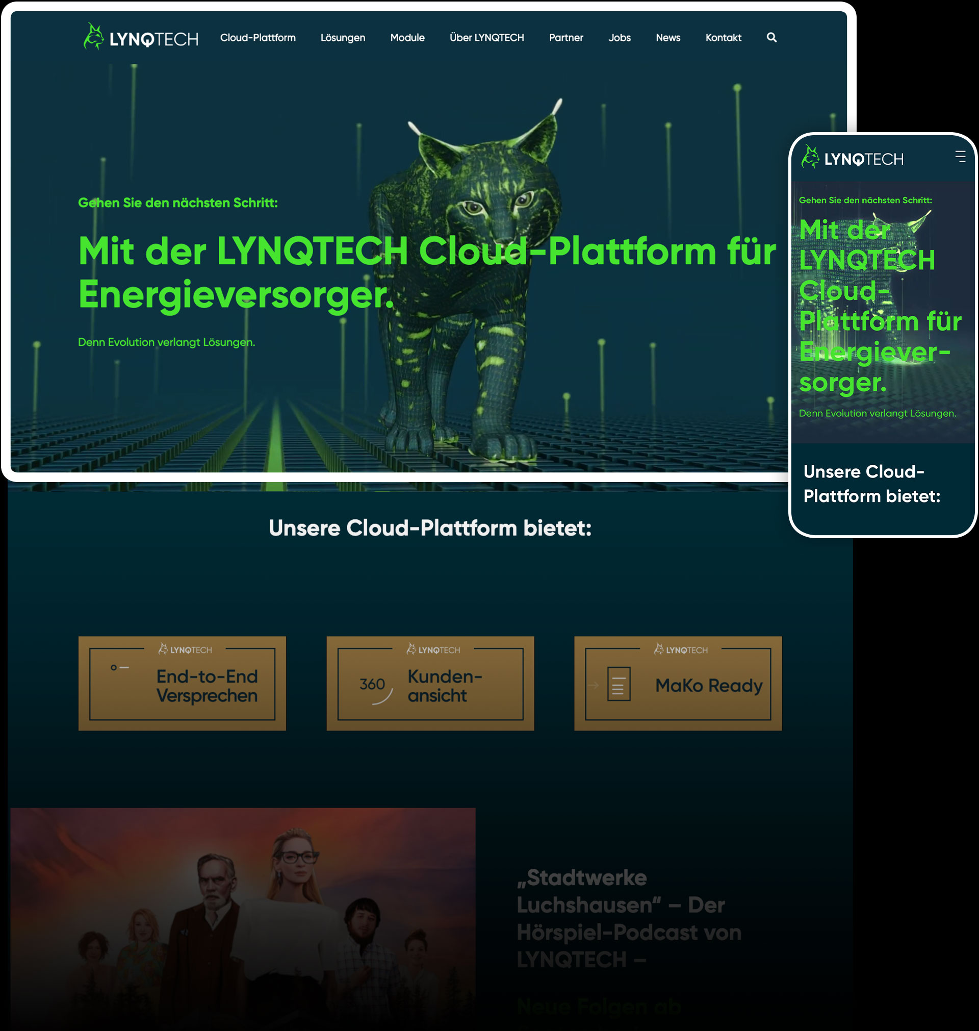 Darstellung der Website von Lynqtech auf Desktop und Smartphone