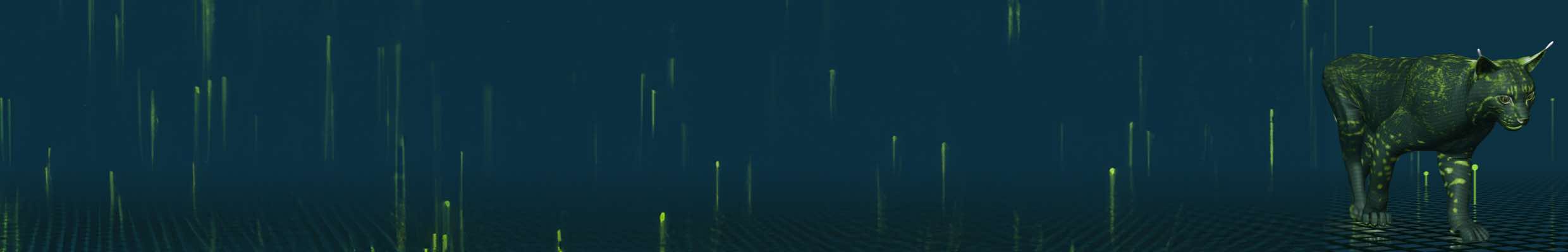 Brandbuilding für Lynqtech. Leistungen: Corporate Design mit Toolbox, Webdesign, Messekonzepte, Social Media, klassische Medien, Podcast, Whitepaper, Markenplakate, Produktfilme, Schnitt und Animation einer Fitness-Videoserie im 80s Retro-Look. Bild: Digitale 3D-Darstellung eines grünen Luchses aus grünen Datenpunkten und Linien. Text: Digitale Evolution der Energiebranche.