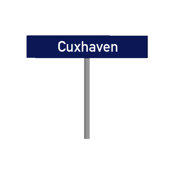 GIF: hüpfendes Ortsschild „Cuxhaven“