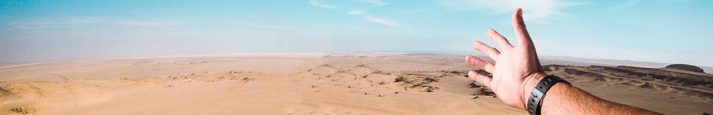 Social Media Content für Freiwilligendienstprogramm „weltwärts“: Konzeption, Postingdesigns, Content, Postings, Animationen, Storys, Reels für Instagram, Facebook und Youtube Shorts, Community Management. Bild: Aus der Ich-Perspektive streckt sich ein Arm in eine weite, sonnige Wüstenlandschaft unter blauem Himmel. Text: FREIWILLIGES SOZIALES YEAH!