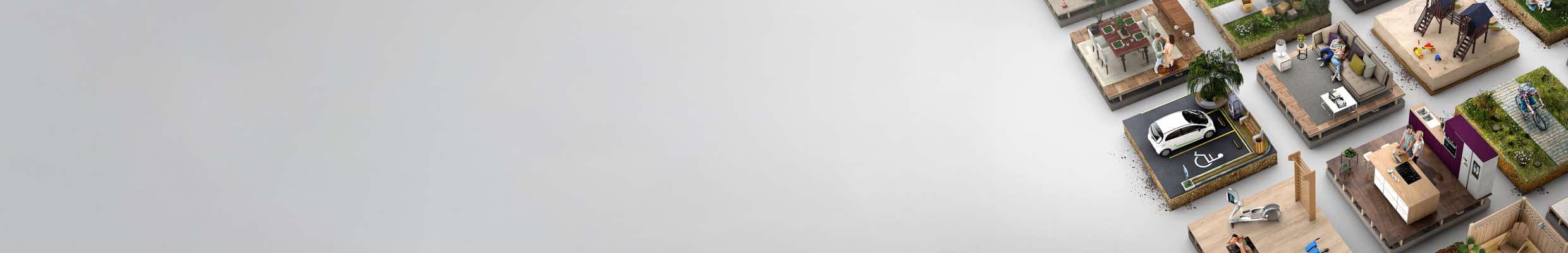 Brandbuilding und Kampagne für das Baugebiet „Kastanienpark“ der Niedersächsischen Landgesellschaft NLG. Leistungen: Konzeption und Entwicklung der Imagekampagne, Logo und Design-Toolbox, Webdesign, Visuals, OOH (Plakate, Verkehrsmittelwerbung), digitale Kampagnen. Bild: Eine isometrische Anordnung vieler kleiner quadratischer Kacheln, die detaillierte Miniaturszenen von Wohnräumen, Gärten und Freizeitaktivitäten zeigen. Text: ERLEBEN IM KASTANIENPARK.