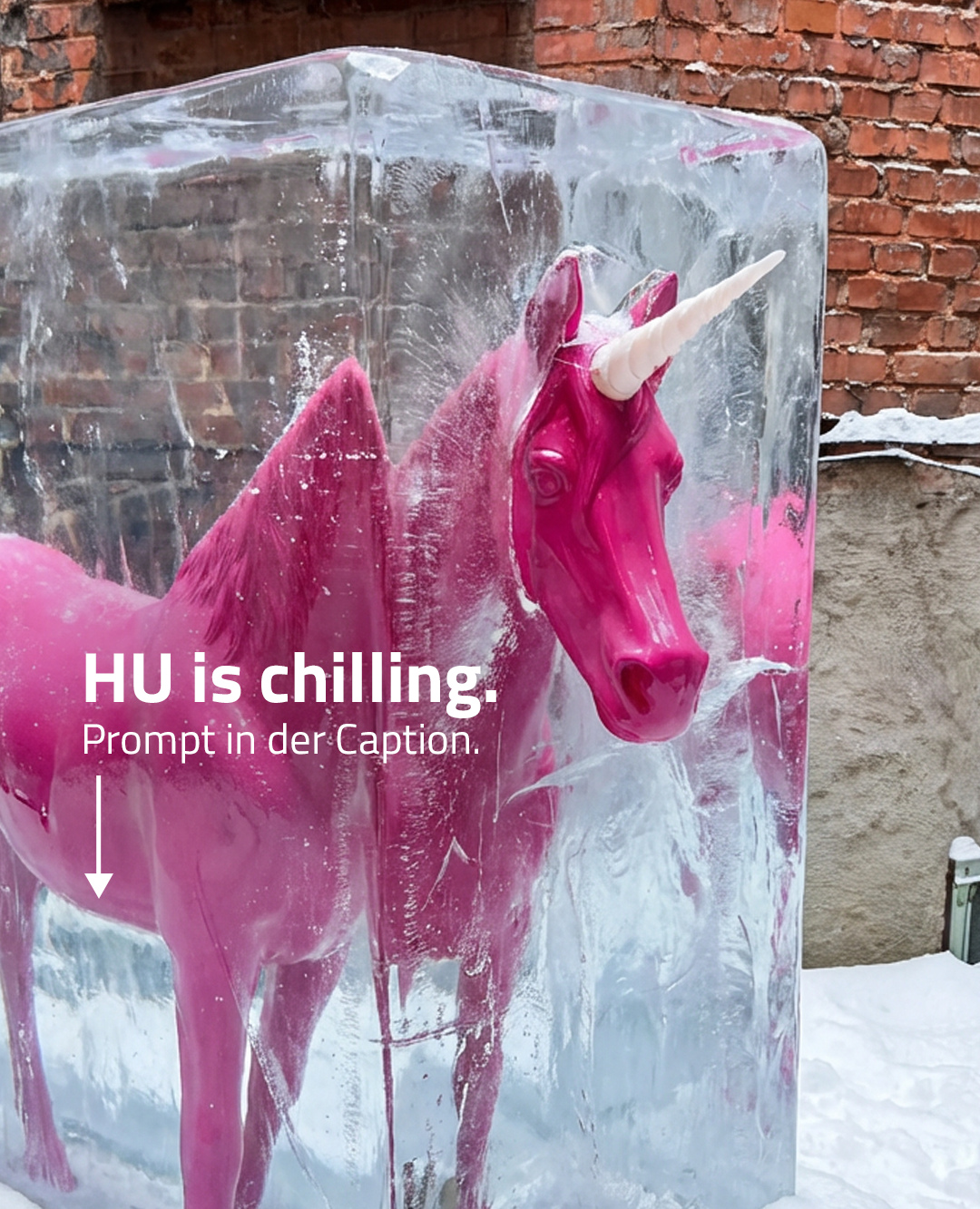 Notiz an uns: Fenster nicht offen lassen, wenn es -10 °C sind. 🥶⁠
⁠
Und so geht’s: ⁠
→ öffne Adobe Firefly⁠
→ wähle Gemini 3.0 aus⁠
→ klicke auf die Option „Mehr”⁠
→ lade ein Bild mit einer Person / einem Objekt hoch⁠
→ füge unseren Prompt ein⁠
⁠
Prompt:⁠
Die Person/ das Objekt im Bild, soll von einem klaren realistischen Eiswürfel gefangen sein.  Im Bild soll viel Schnee liegen.