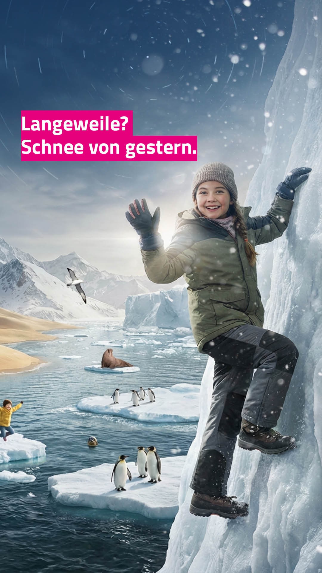 Klimahaus-Kampagne, die zweite. 🌞 ✌️⁠
⁠
Diesmal präsentieren wir: den Abenteuerspielplatz für Entdecker:innen! 🛝 🧭⁠
⁠
In Print, Social Media und UGC macht unsere Kampagne klimatisch UND körperlich aktiv. Und zeigt, dass das Klimahaus Bremerhaven kein normales Museum ist:⁠
⁠
Besteigt Eisgletscher! 🧊 Spürt Wüstensand! 🏜️ Riecht Meerwasser! 🛶 Kommt zu…